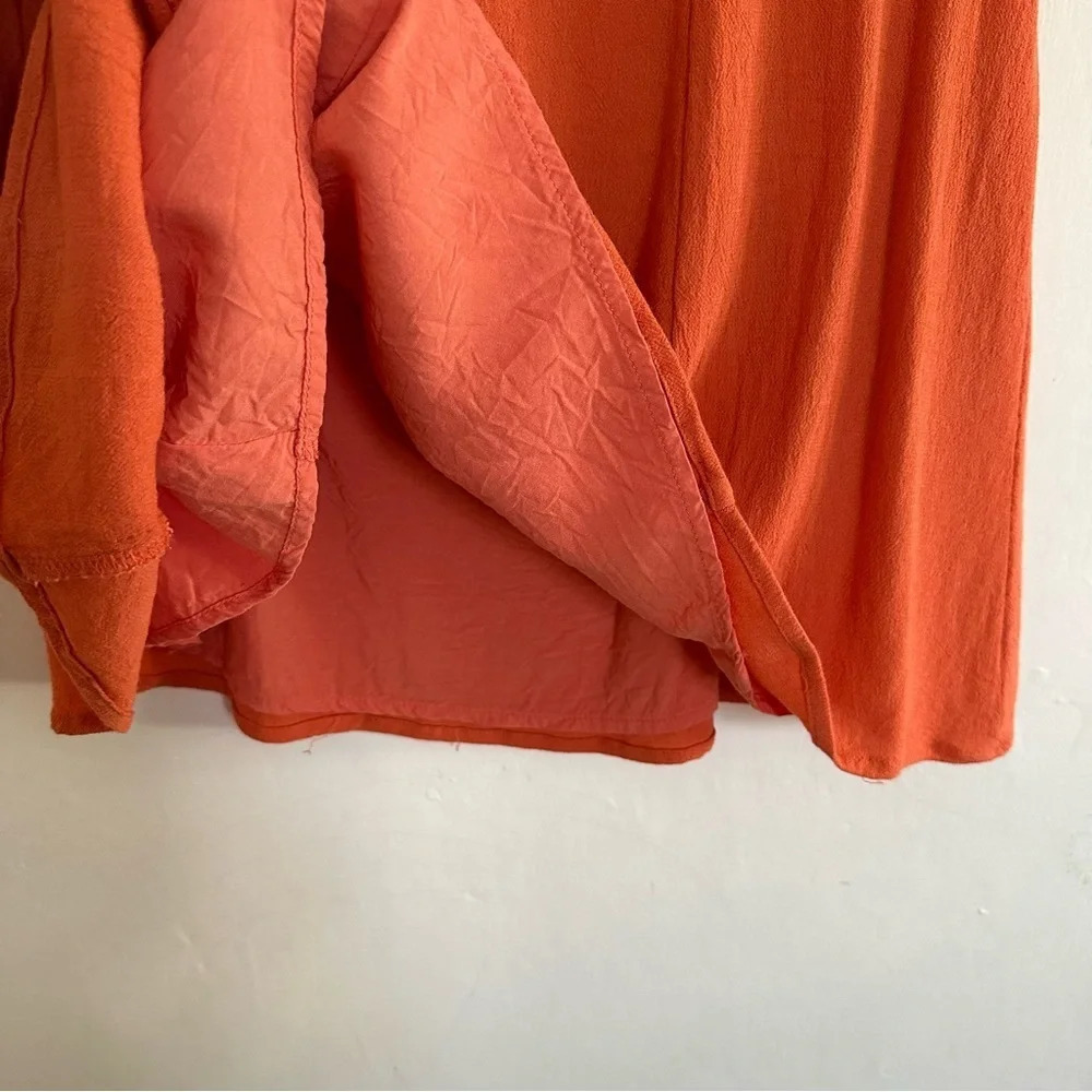 Lulu's Coral Sea Day Skater Dress Tie Front V-neck Flutter Sleeve Size Large - Picture 3 of 9